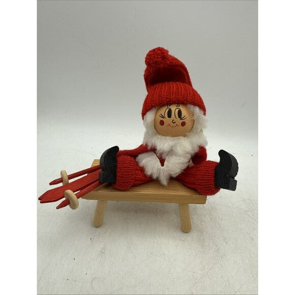 Ljungstroms Swedish Tomte Santa #8513 Christmas Elf Red Skiing Scandinavian - Picture 1 of 7